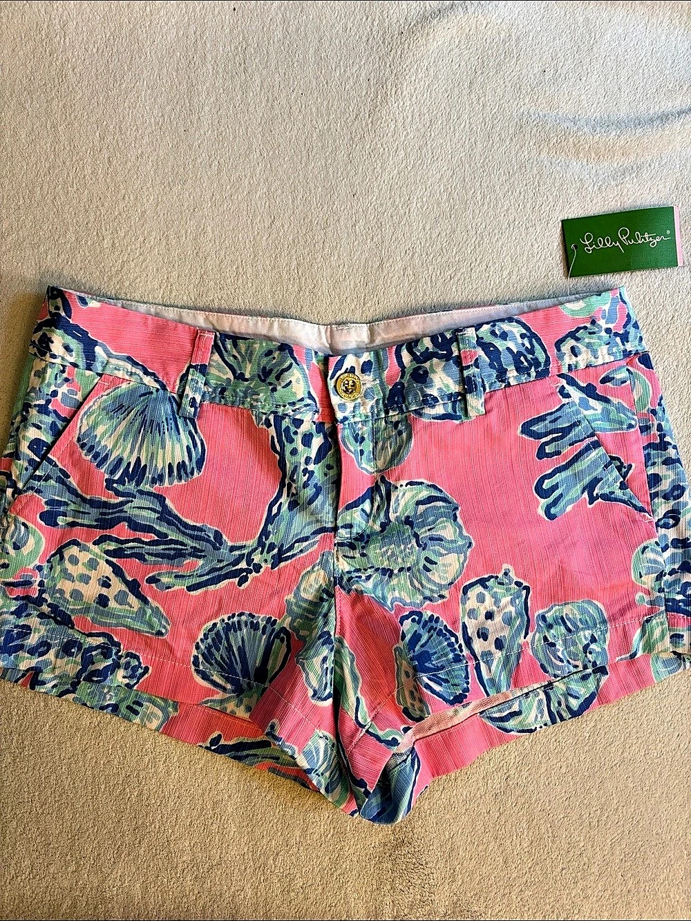 Lilly Pulitzer Walsh Short Floral Cotton Shorts in Pink & Blue Size 10 NWT